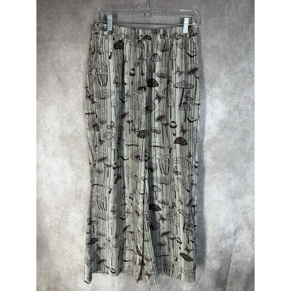 Yak & Yeti Wide Leg Mushroom Boho Hippie Print Pants Nepal Women's Sz L